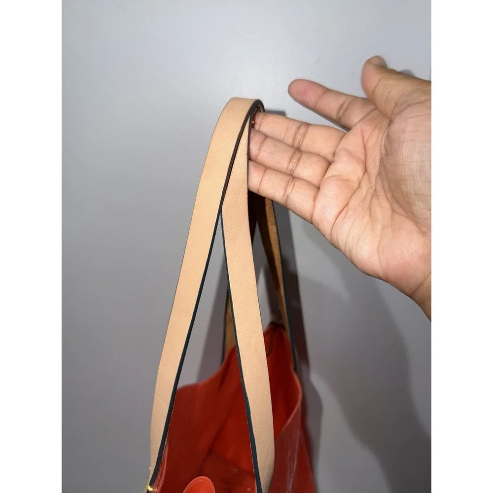 Dooney & Bourke Acrylic Plastic Jelly Vintage Monogram Tote Orange Leather Y2K M